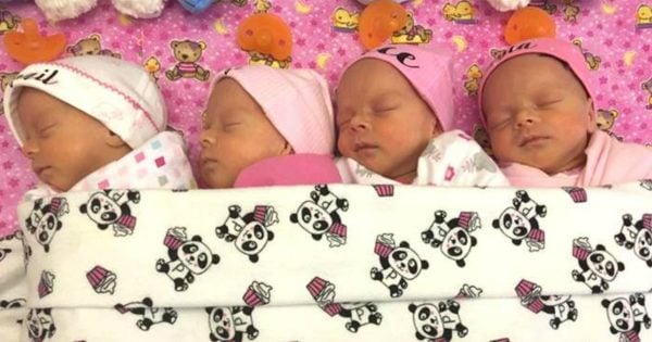 Identical Girl Quadruplets Return To Hospital For Reunion With Staff