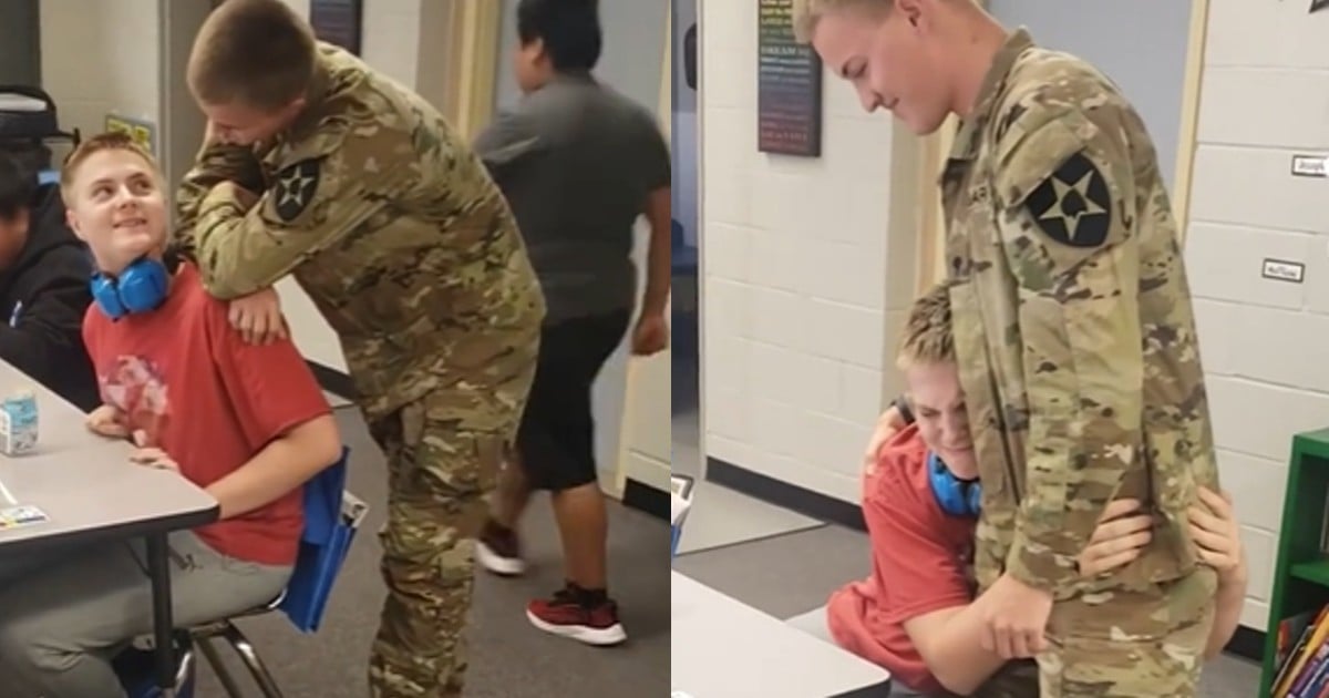 Soldier's Surprise Homecoming Bring Tears of Joy to Little Brother